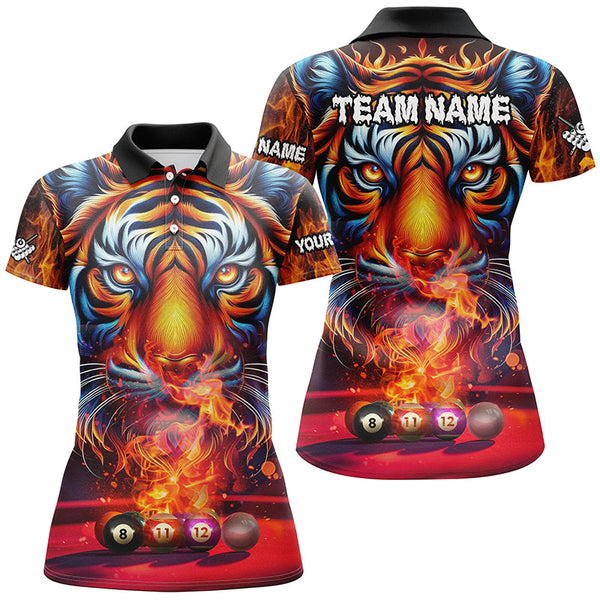 Personalized Billiard Balls Fire Tiger 3D Printed Women Billiard Shirts, Unique Team Billiard Jerseys TDM2014