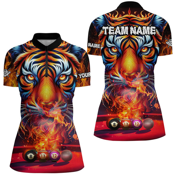 Personalized Billiard Balls Fire Tiger 3D Printed Women Billiard Shirts, Unique Team Billiard Jerseys TDM2014