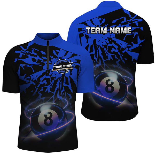 Personalized Blue Billiard Ball 8 Thunder Pool Shirts For Men Custom Billiard Jerseys Short Sleeve TDM2484