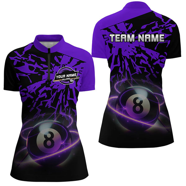 Personalized Purple Billiard Ball 8 Thunder Pool Shirts For Women Custom Billiard Jersey Short Sleeve TDM2485