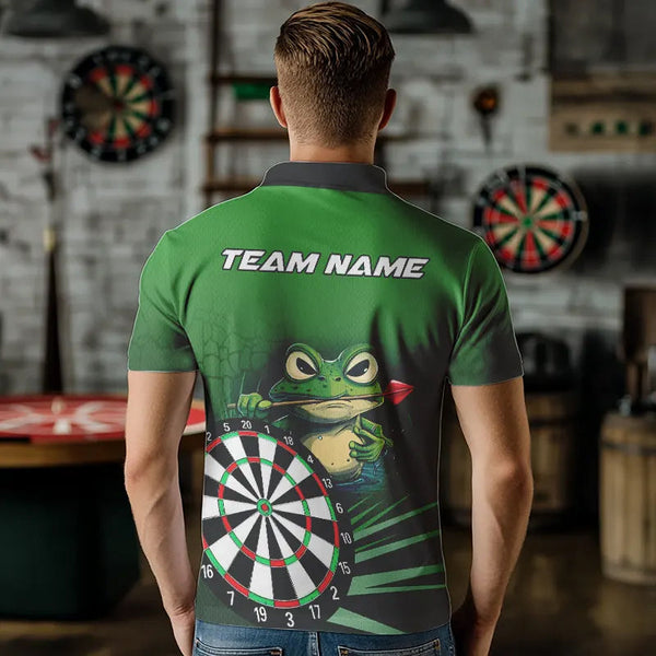 Personalized Green Funny Frogz Darts Shirts For Men Custom Darts Team Jerseys Outfit, Darts Gifts TDM3558