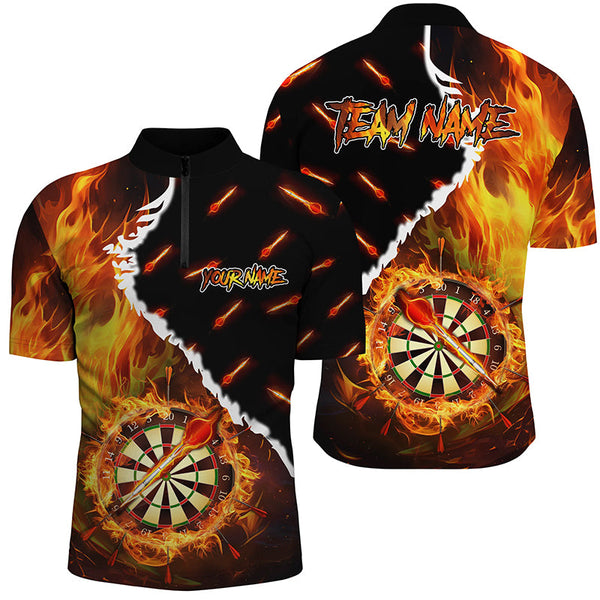 Personalized Darts Board Fire Flame Custom Darts Shirts For Men, 3D Printed Darts Team Jerseys TDM1819