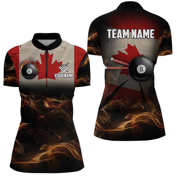Personalized Canada Flag Vintage Smoke Billiard Shirts For Women, Patriotic Billiard Team Jerseys TDM2500