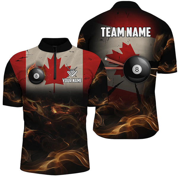 Personalized Canada Flag Vintage Smoke Billiard Shirts For Men, Patriotic Billiard Team Jerseys TDM2500