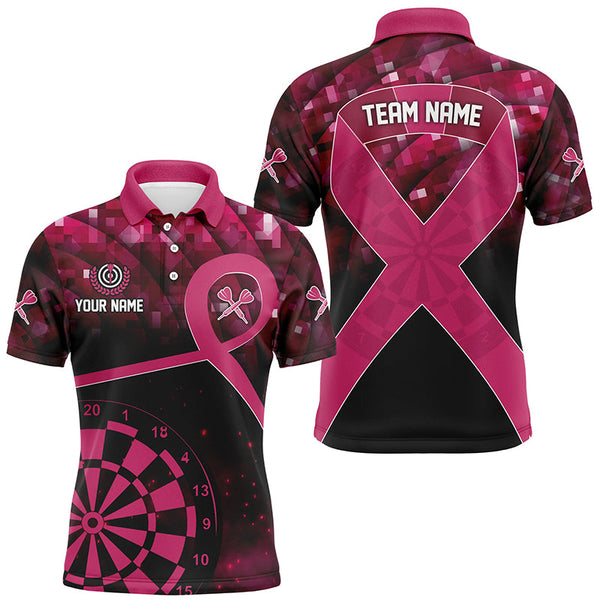 Pink Ribbon Breast Cancer Awareness Darts Shirt For Men Custom Breast Cancer Shirts For Darts Lover TDM2507