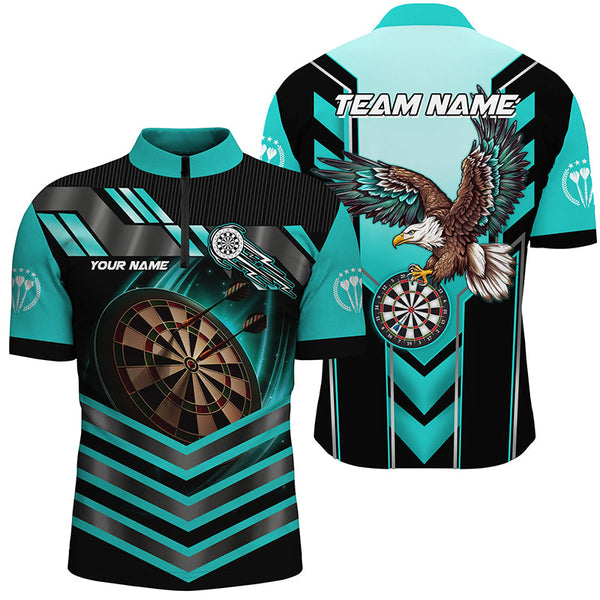 Personalized Turquoise Dartboard Light Custom Eagle Darts Shirts For Men, Darts Apparel Jerseys TDM2050