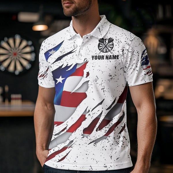 Patriotic Grunge US Flag Darts Shirt With Pocket For Men Custom Darts Jersey TDM3211