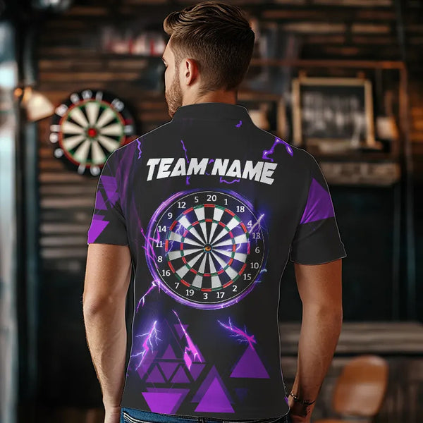 Purple Darts Arrow Thunder Lightning Dart Shirts For Men Custom Dart Team Jerseys Polo & 1/4 Zip TDM3764