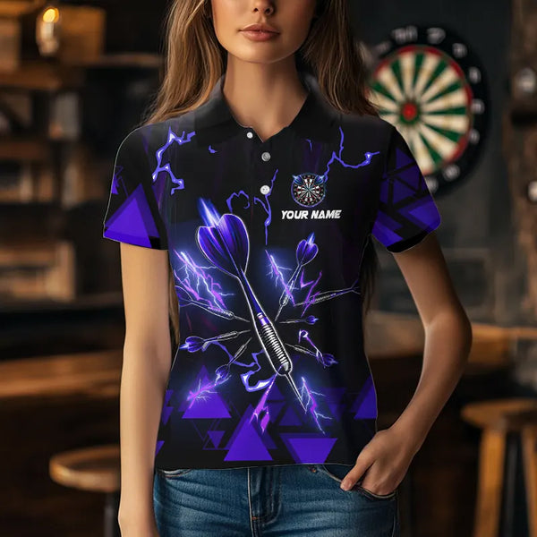 Blue Darts Arrow Thunder Lightning Dart Shirts For Women Custom Dart Team Jerseys Polo & 1/4 Zip TDM3765