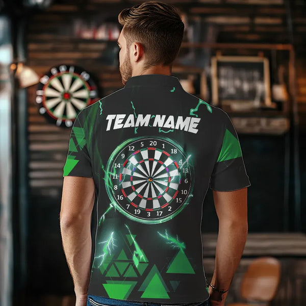 Green Darts Arrow Thunder Lightning Dart Shirts For Men Custom Dart Team Jerseys Polo & 1/4 Zip TDM3766