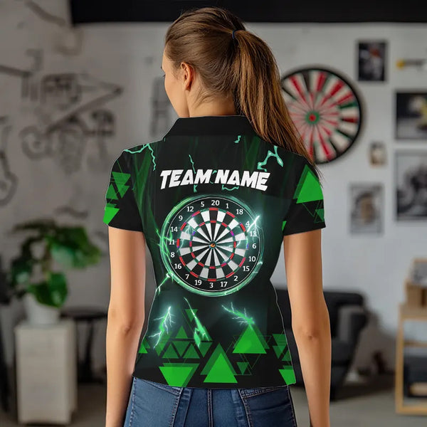 Green Darts Arrow Thunder Lightning Dart Shirts For Women Custom Dart Team Jerseys Polo & 1/4 Zip TDM3766