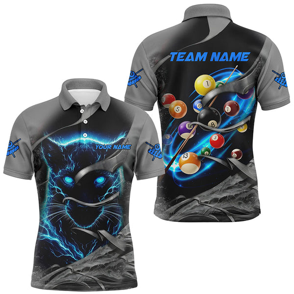 Personalized Panther Lightning 3D Billiard Balls Pool Shirts For Men, Billiard League Jerseys |Blue TDM2790