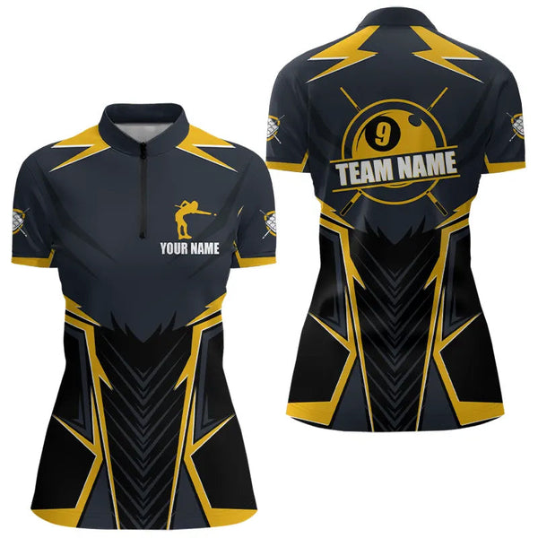 9 Ball Billiard Jerseys For Women Custom Polo & Quarter-Zip Billiard Team Shirts, 9 Ball Pool Shirt TDM3615