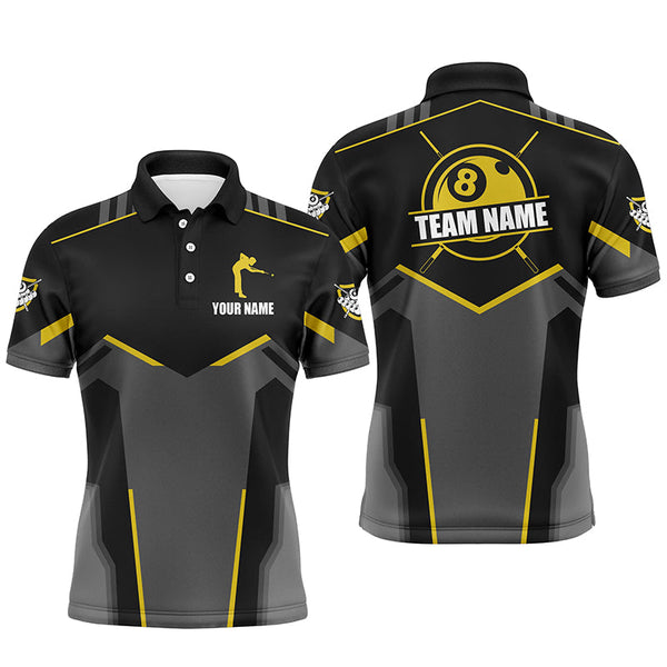 Billiard Jerseys For Men Custom Polo & Quarter-Zip Billiard Shirts, Team Pooler Short Sleeve |Yellow TDM2322
