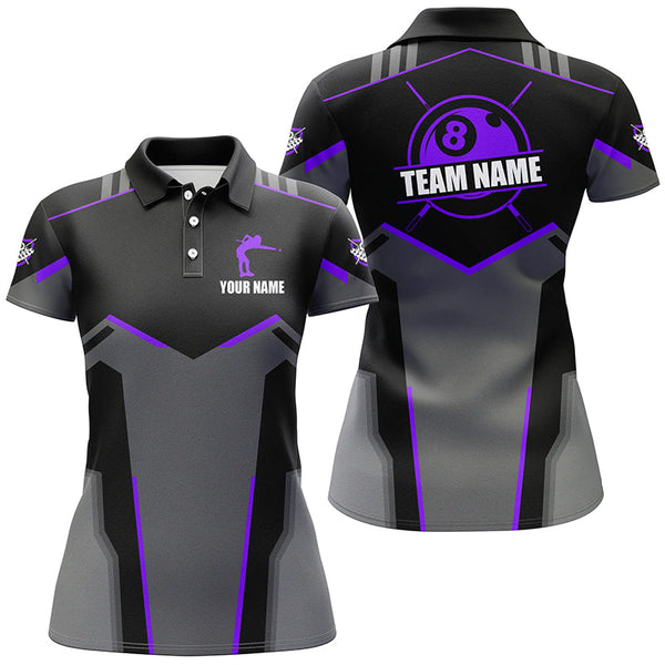 Billiard Jerseys For Women Custom Polo & Quarter-Zip Billiard Shirts, Team Pooler Short Sleeve|Purple TDM2325