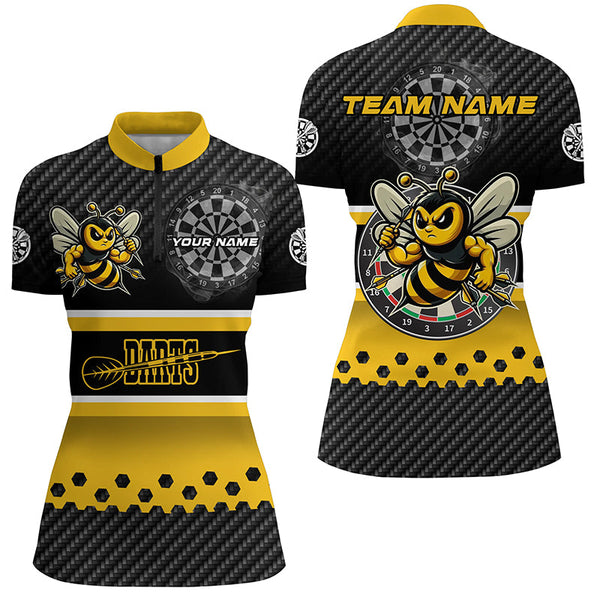 Yellow Black Darts Bee Custom Name Darts Shirts For Women, Funny Darts Apparel, Best Darts Gifts TDM2331