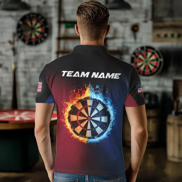 Blue And Red Dart Water Fire Men Dart Shirt With Pocket Custom Dart Jerseys TDM3500