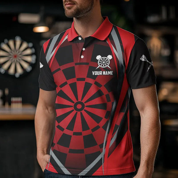 Personalized Black And Red Dartboard Pattern Dart Shirts For Men Custom Dart Jerseys Team Uniform TDM3651