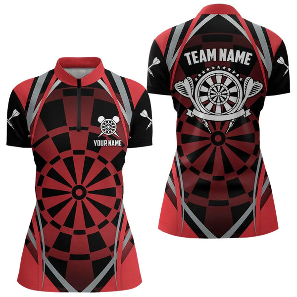 Personalized Black And Red Dartboard Pattern Dart Shirts For Women Custom Dart Jerseys Team Uniform TDM3651