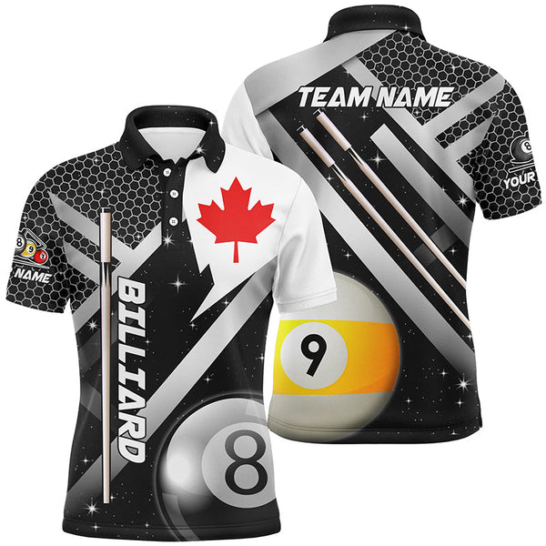 Canada Leaf Black Jerseys Custom Billiard 8 & 9 Ball Pool Shirts For Men Patriotic Billiard Jerseys TDM2362