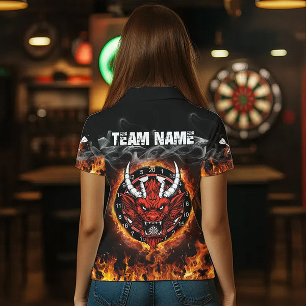 Personalized Fire Dartboard Dragon Dart Shirts For Women Custom Dart Team Jersey Polo & Quarter Zip TDM3807