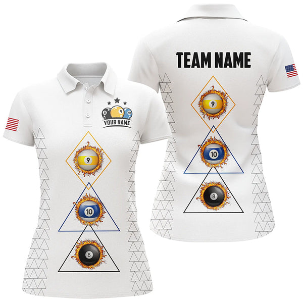 Personalized Billiard 8 Ball 9 Ball 10 Ball Shirts For Women, Unique Team Jersey White Billiard Shirt TDM2122