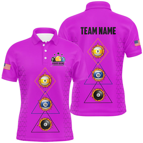Personalized Billiard 8 Ball 9 Ball 10 Ball Shirt For Men, Unique Team Jersey Purple Billiard Shirt TDM2123