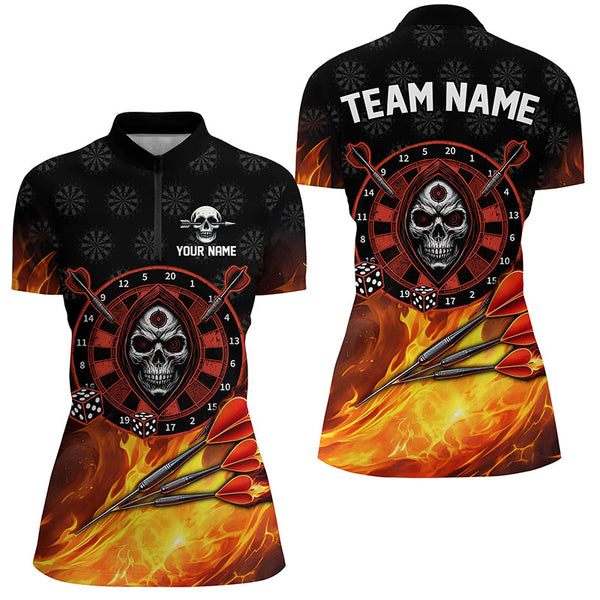 Personalized Skull Best Dart Board 3D Printed Darts Jerseys For Women, Flame Darts Team Shirts |Red TDM2385