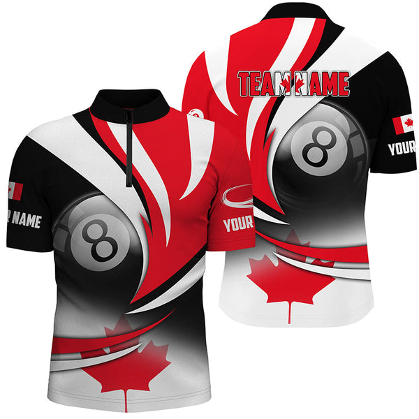 Personalized 8 Ball Pool Canada Flag Version Billiard Shirts For Men, Patriotic Billiard Jerseys TDM2137