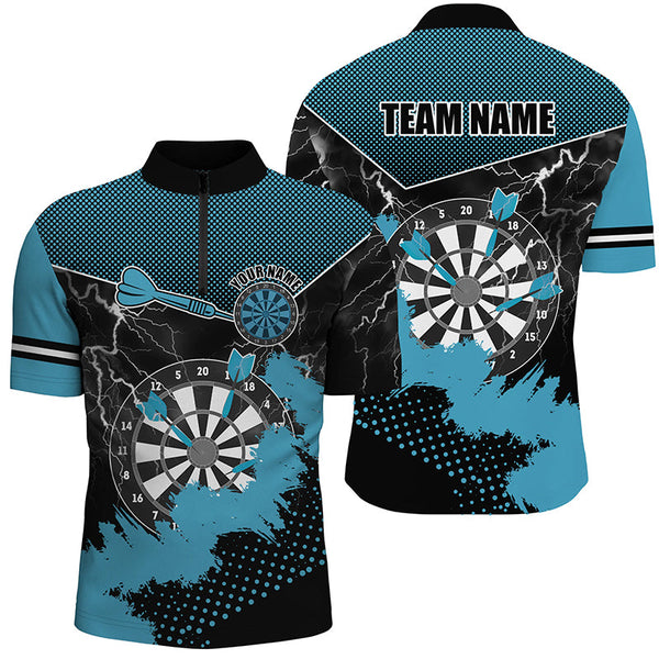 Personalized Blue Grunge Lightning Dart Shirts For Men Custom Dart Jerseys Team Uniform TDM2881