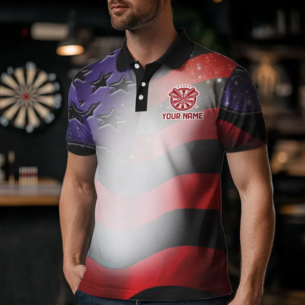 Personalized American Flag Eagle Darts Shirts For Men Custom Pride Patriotic Dart Jerseys |Black TDM2885