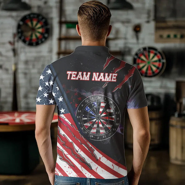 American Flag Smoke Dart Shirts For Men Custom Darts Jersey Pocket Option TDM3518