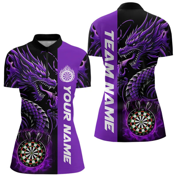 Custom Dragon Dart Shirts For Women, Personalized 3D Dart League Uniform Best Dart Jerseys |Purple TDM3501