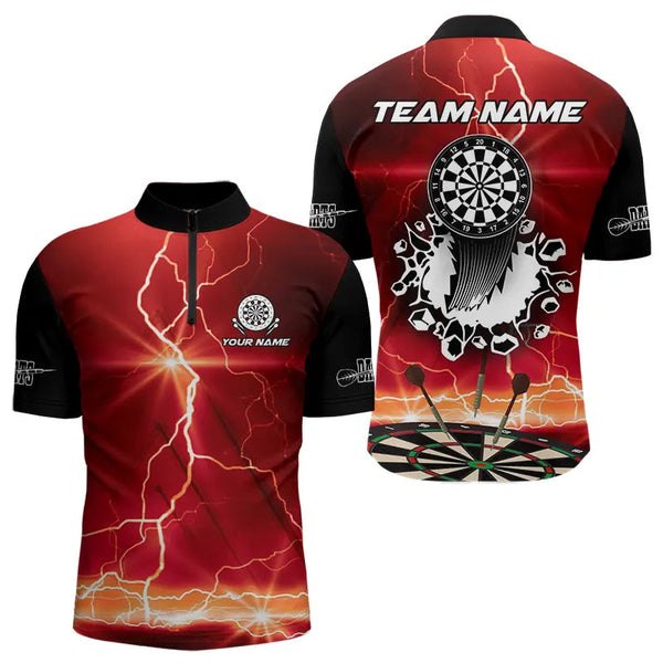 Custom Funny Lightning Dart Shirt With Pocket Option For Men, Darts Jersey TDM3673