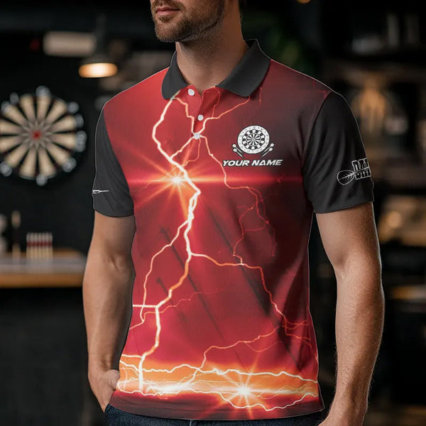 Customized Lightning Dart Shirt With Pocket Option For Men, Red Dart Jersey TDM3674