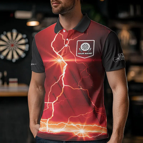 Customized Lightning Dart Shirt With Pocket Option For Men, Red Dart Jersey TDM3674