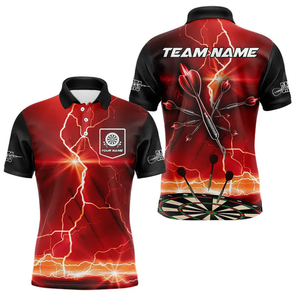 Customized Lightning Dart Shirt With Pocket Option For Men, Red Dart Jersey TDM3674
