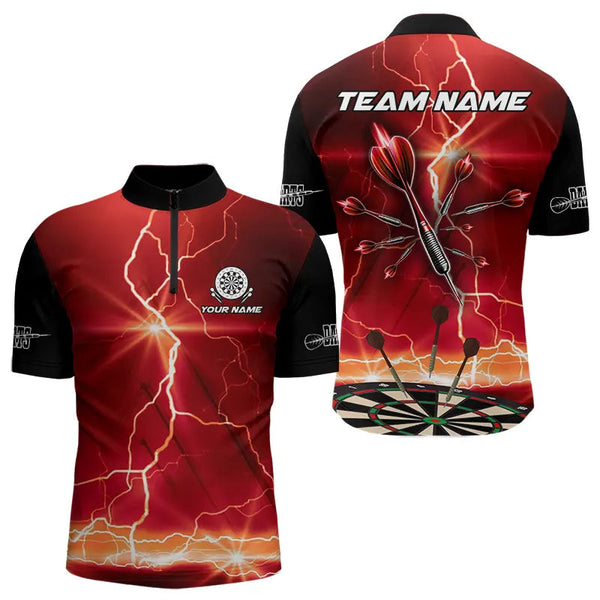 Customized Lightning Dart Shirt With Pocket Option For Men, Red Dart Jersey TDM3674