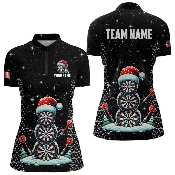 Custom Galaxy Funny Snow Darts Board Christmas Dart Shirts For Women, Xmas Black Dart Jersey Gifts TDM3143