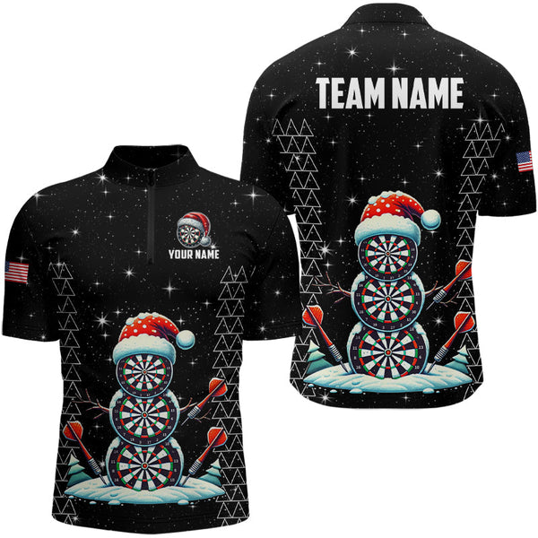 Custom Galaxy Funny Snow Darts Board Christmas Dart Shirts For Men, Xmas Black Dart Jersey Gifts TDM3143