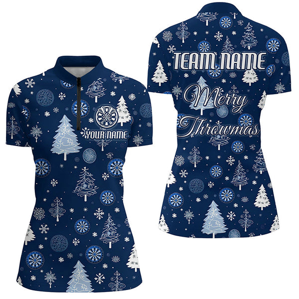 Personalized Blue Funny Christmas Tree Dart Shirts For Women Custom Christmas Dart Jerseys Dart Gift TDM2916