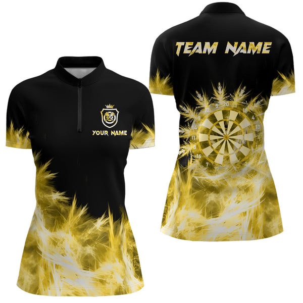 Icy Yellow Light Womens Darts Polo & Quarter Zip Shirts Custom Dart Shirts For Team Darts Jerseys TDM3181
