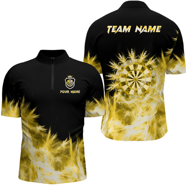 Icy Yellow Light Mens Darts Polo & Quarter Zip Shirts Custom Dart Shirts For Team Darts Jerseys TDM3181