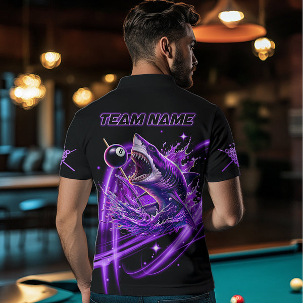 Purple 8 Ball Pool Billiard Shark Polo & Quarter Zip For Men Custom Team League Billiard Jerseys TDM3407