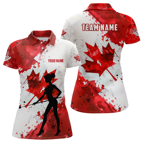 Personalized Canada Flag Player Billiard Shirts For Women, Patriotic Canada Day Billiard Jerseys TDM1783
