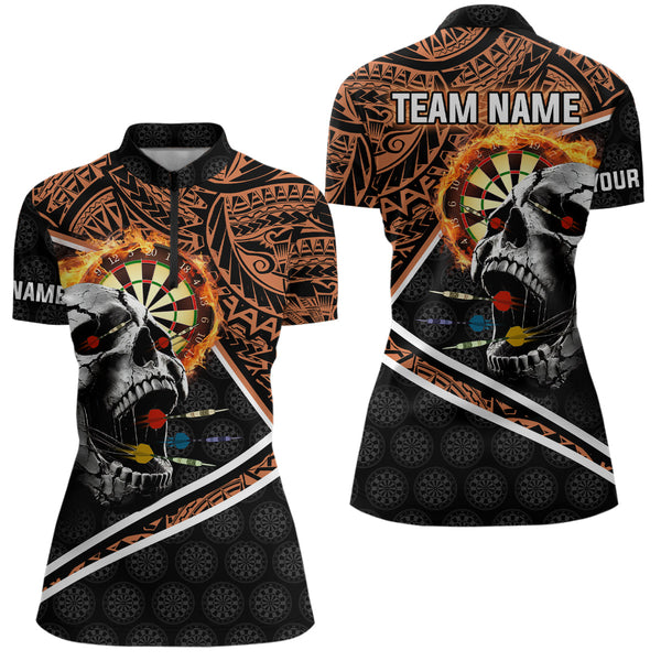 Personalized Skull Dartboard Fire Tribal Dart Shirts For Women Custom Darts Team Shirt Dart Jerseys TDM3218
