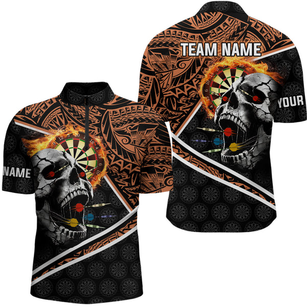 Personalized Skull Dartboard Fire Tribal Dart Shirts For Men Custom Darts Team Shirt Dart Jerseys TDM3218