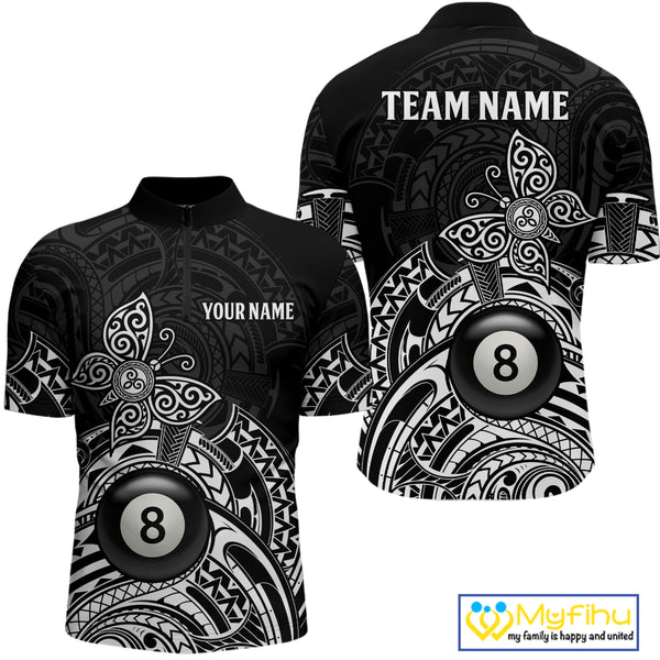 Custom White Black Tribal Butterfly Billiard Shirts For Men | 8 Ball Pool Team Jerseys TDM3987