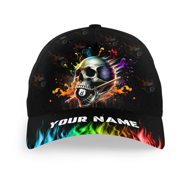 Funny Billiard Colorful Skull Personalized Billiard Hats, Adjustable 3D Printed Billiard Baseball Cap TDM1125