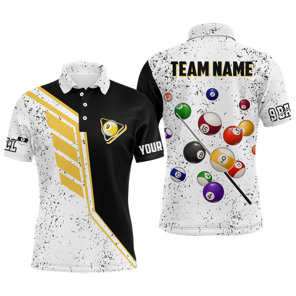 Billiard Balls 9 Ball Pool Grunge Style Custom Billiard Shirts For Men, 9 Ball Billiards Jerseys TDM2090